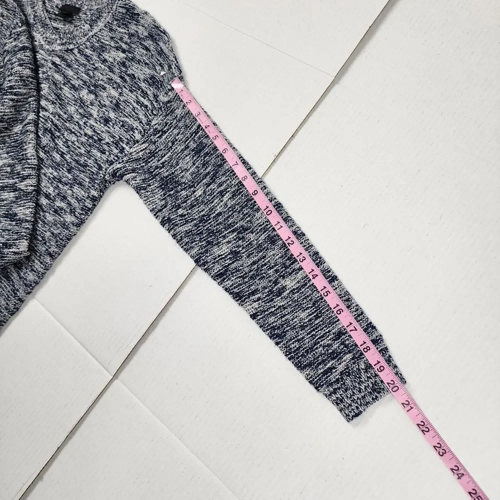 J.Crew Blue White Marbled Cotton Acrylic Sweater Size M